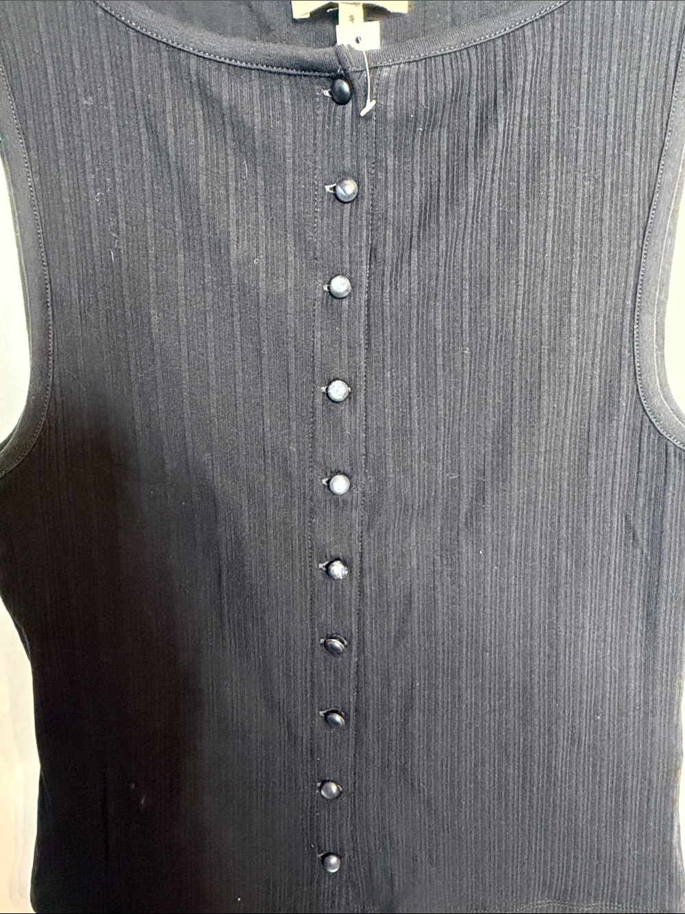 Madewell Black Ribbed Sleeveless Button-Front Tank - Picture 4 of 5